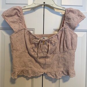 Hollister Light Pink Eyelet Crop Top
